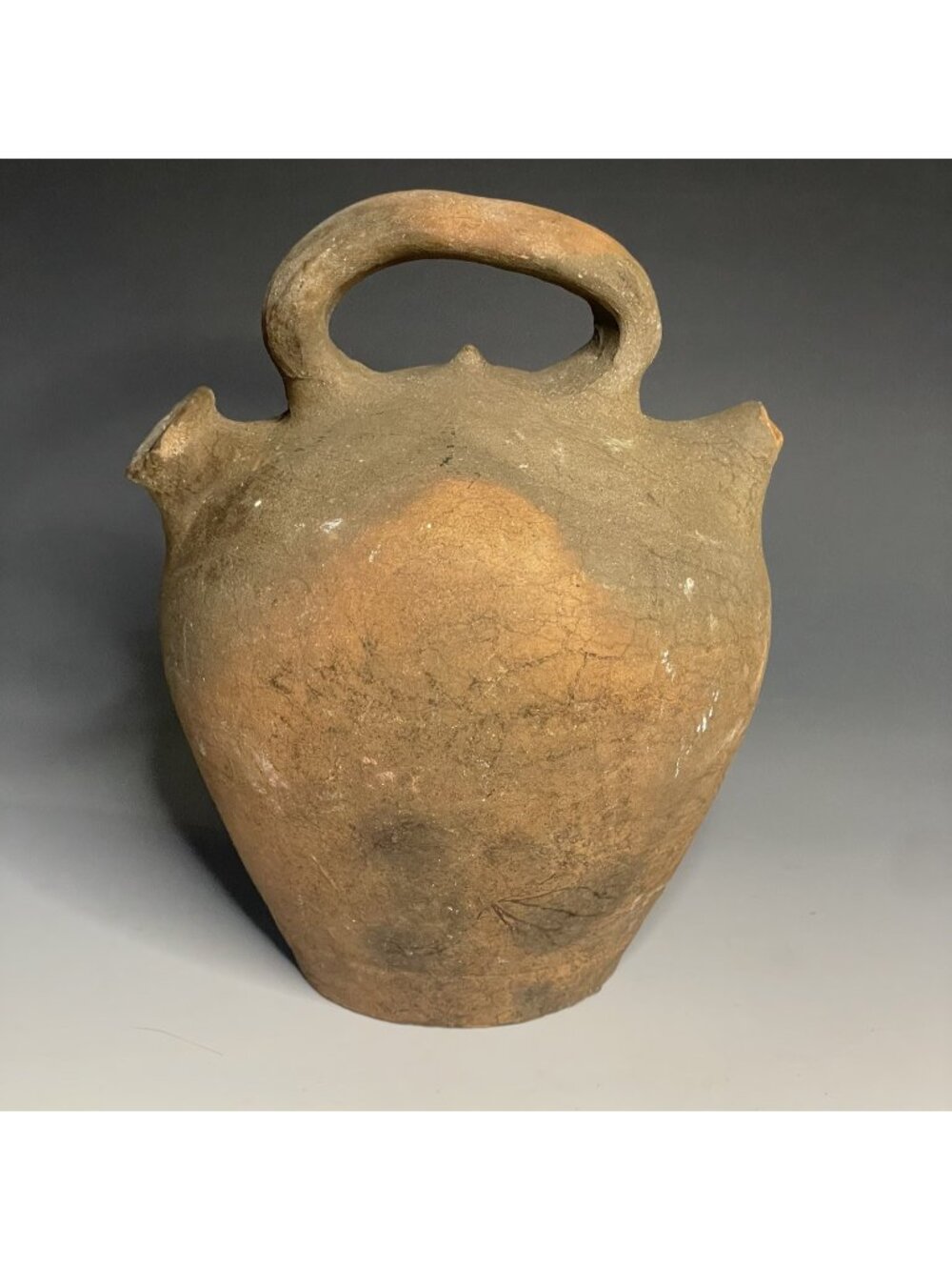 Ancient Terracotta Water Jug Single Handle Pitcher Antique European Pottery